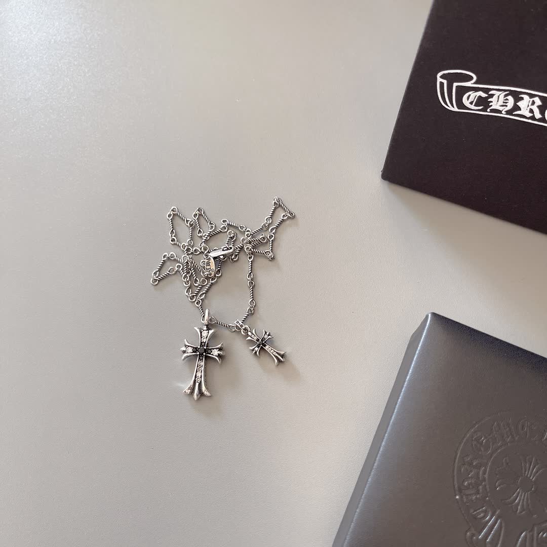 Chrome Hearts Silver Cross Pendant Necklace